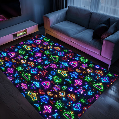 Dark and Neon 80s Arcade NES Game 8bit Rugs: Perfect for Creating Gaming Zones in Your Home, Arcade Decor, Gift for Gamers, Video Game Lovers G300