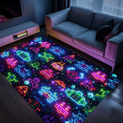 Dark and Neon 80s Arcade NES Game 8bit Rugs: A Must-Have for Video Game Enthusiasts, Arcade Decor, Gift for Gamers, Video Game Lovers G288
