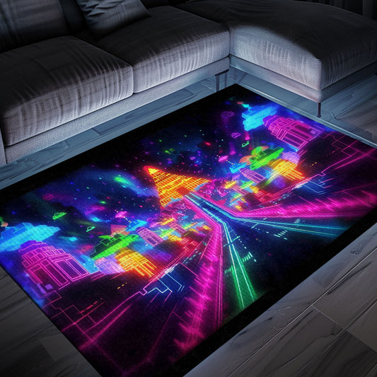 Revamp Your Bedroom with Dark and Neon 80s Arcade NES Game 8bit Rugs for Boys, Arcade Decor, Gift for Gamers, Video Game Lovers G287