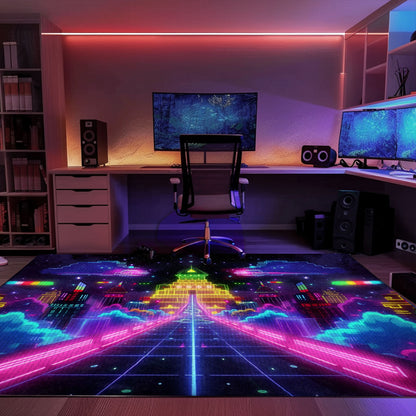 Immerse Yourself in Retro Gaming Culture with Dark and Neon 80s Arcade NES Game 8bit Rugs, Arcade Decor, Gift for Gamers, Video Game Lovers G285