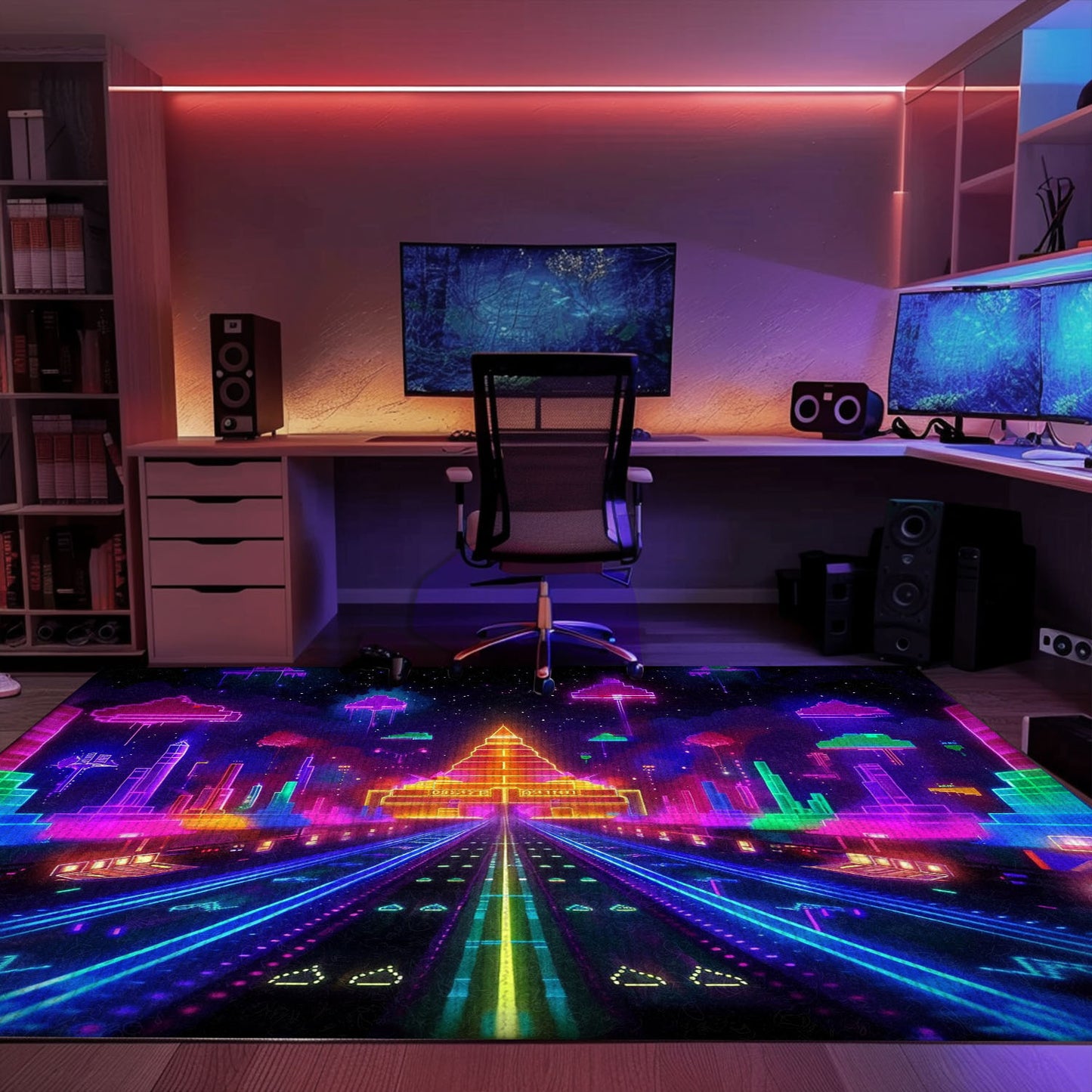 Dark and Neon 80s Arcade NES Game 8bit Rugs: The Perfect Gift for Gamers, Arcade Decor, Gift for Gamers, Video Game Lovers G284