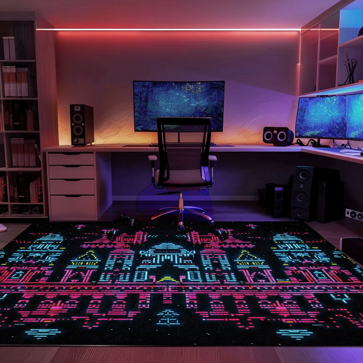 The Ultimate Arcade Decor: Dark and Neon 80s Arcade NES Game 8bit Rugs for Boys, Arcade Decor, Gift for Gamers, Video Game Lovers G283