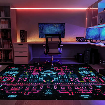 The Ultimate Arcade Decor: Dark and Neon 80s Arcade NES Game 8bit Rugs for Boys, Arcade Decor, Gift for Gamers, Video Game Lovers G283