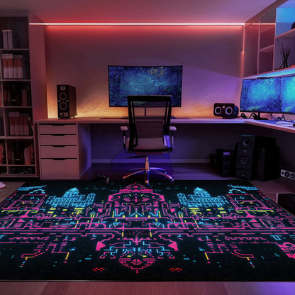 Elevate Your Home Décor with Dark and Neon 80s Arcade NES Game 8bit Rugs for Boys, Arcade Decor, Gift for Gamers, Video Game Lovers G282