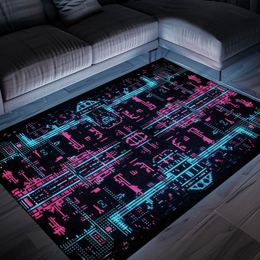 Transform Your Living Space with Dark and Neon 80s Arcade NES Game 8bit Rugs for Boys, Arcade Decor, Gift for Gamers, Video Game Lovers G281