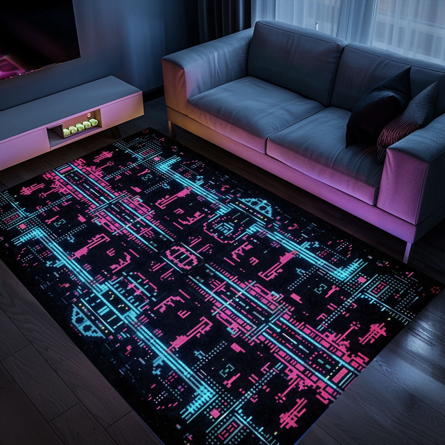 Transform Your Living Space with Dark and Neon 80s Arcade NES Game 8bit Rugs for Boys, Arcade Decor, Gift for Gamers, Video Game Lovers G281