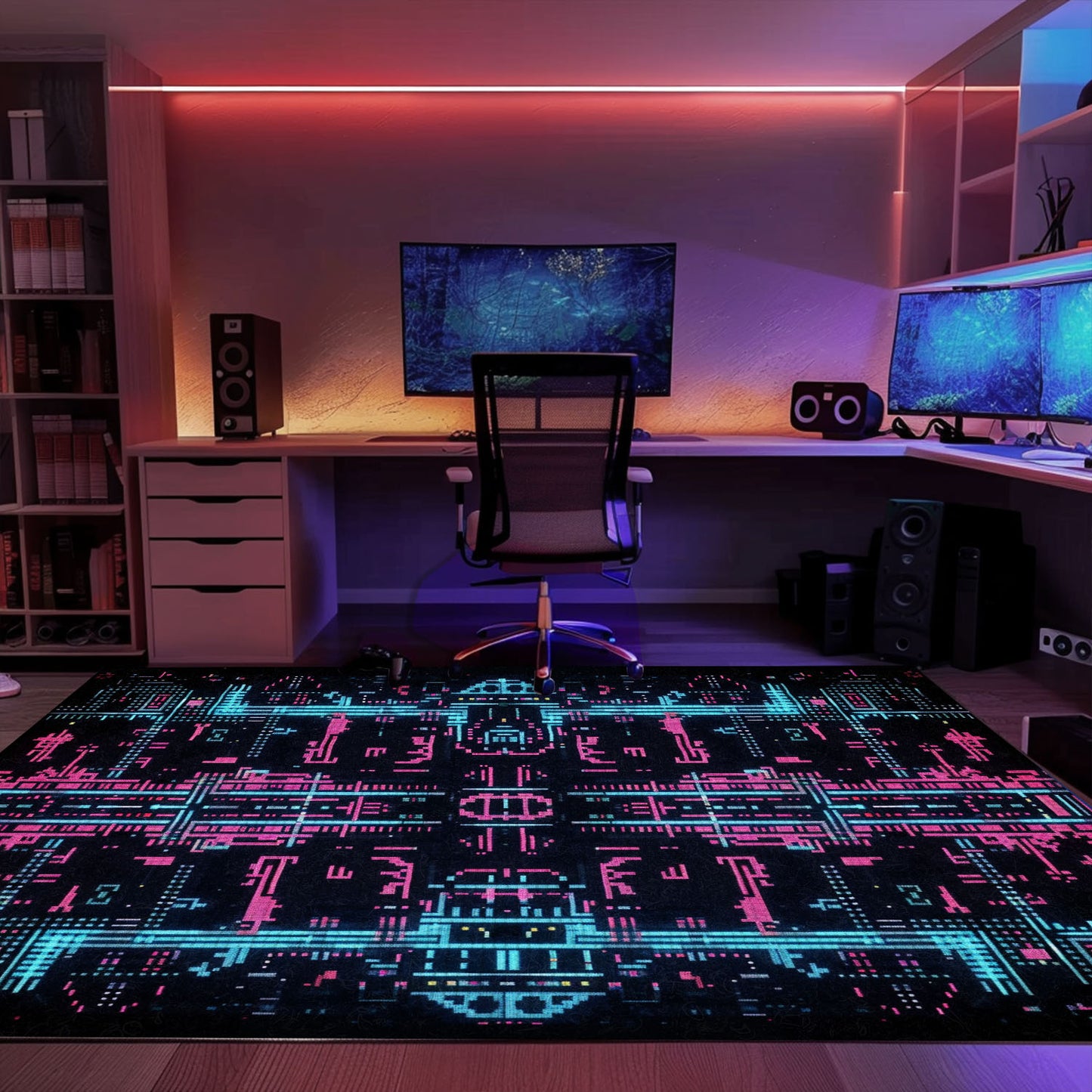 Transform Your Living Space with Dark and Neon 80s Arcade NES Game 8bit Rugs for Boys, Arcade Decor, Gift for Gamers, Video Game Lovers G281