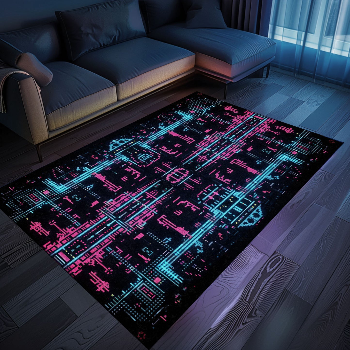 Transform Your Living Space with Dark and Neon 80s Arcade NES Game 8bit Rugs for Boys, Arcade Decor, Gift for Gamers, Video Game Lovers G281