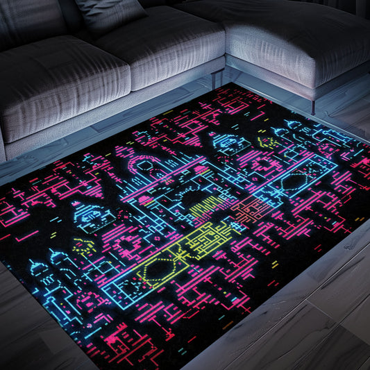 Spark Creativity in Boys' Spaces with Dark and Neon 80s Arcade NES Game 8bit Rugs, Arcade Decor, Gift for Gamers, Video Game Lovers G280