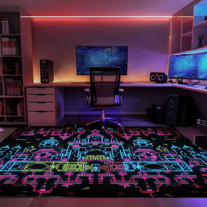 Spark Creativity in Boys' Spaces with Dark and Neon 80s Arcade NES Game 8bit Rugs, Arcade Decor, Gift for Gamers, Video Game Lovers G280