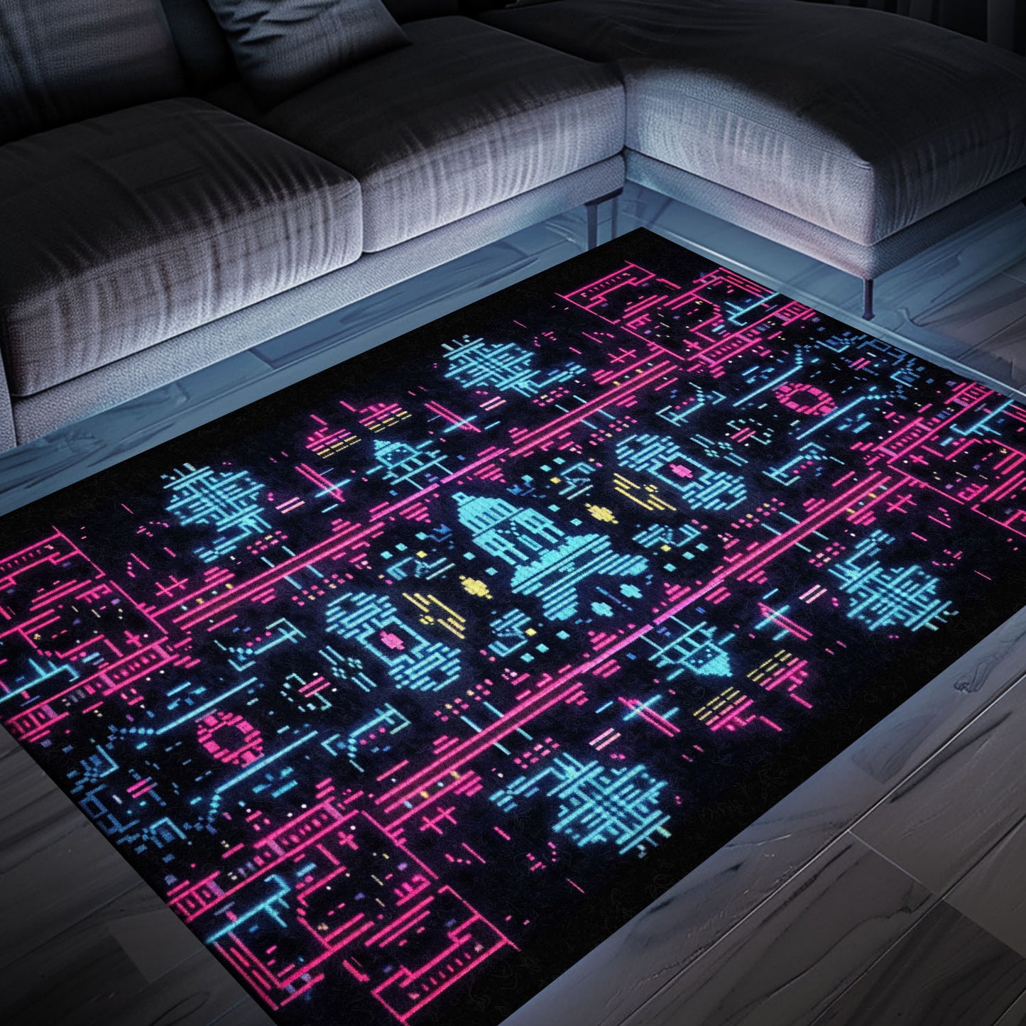Create a Gaming Paradise in Boys' Rooms with Dark and Neon 80s Arcade NES Game 8bit Rugs, Arcade Decor, Gift for Gamers, Video Game Lovers G279