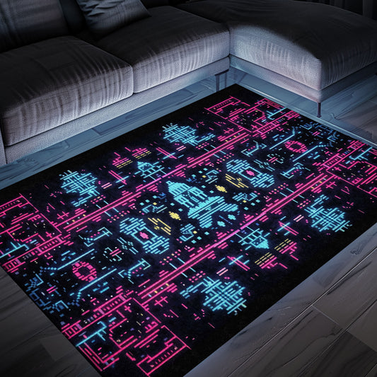 Create a Gaming Paradise in Boys' Rooms with Dark and Neon 80s Arcade NES Game 8bit Rugs, Arcade Decor, Gift for Gamers, Video Game Lovers G279