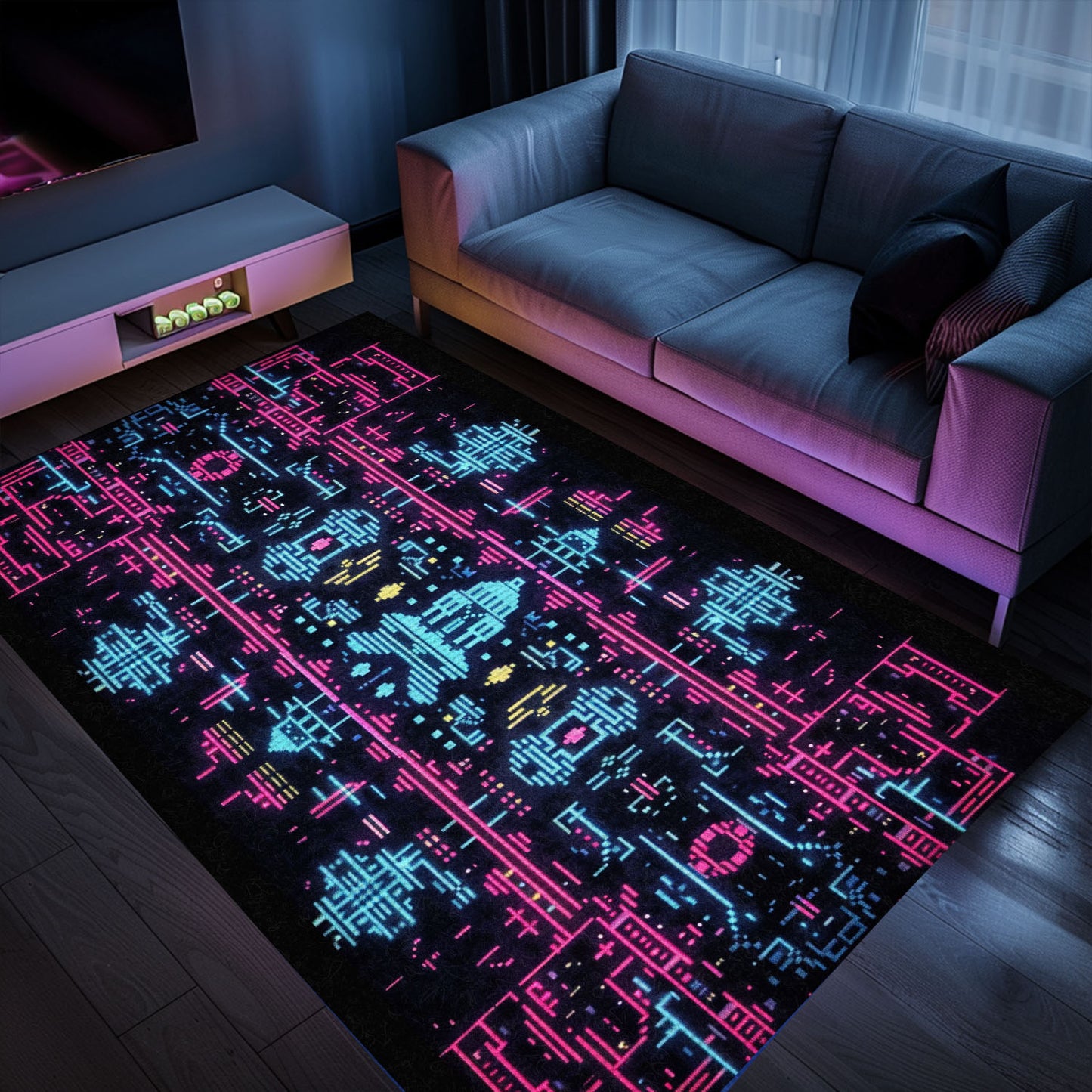 Create a Gaming Paradise in Boys' Rooms with Dark and Neon 80s Arcade NES Game 8bit Rugs, Arcade Decor, Gift for Gamers, Video Game Lovers G279