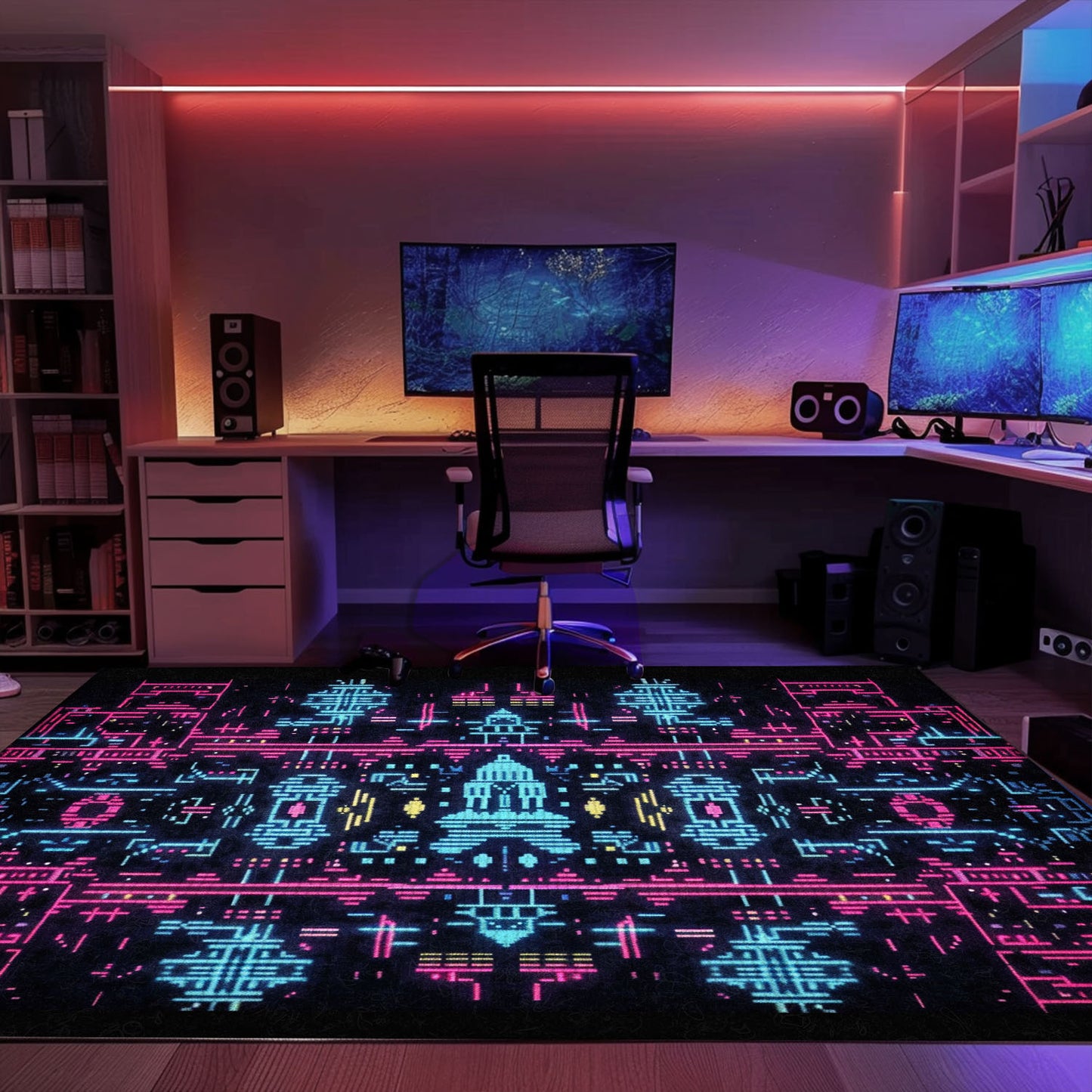 Create a Gaming Paradise in Boys' Rooms with Dark and Neon 80s Arcade NES Game 8bit Rugs, Arcade Decor, Gift for Gamers, Video Game Lovers G279