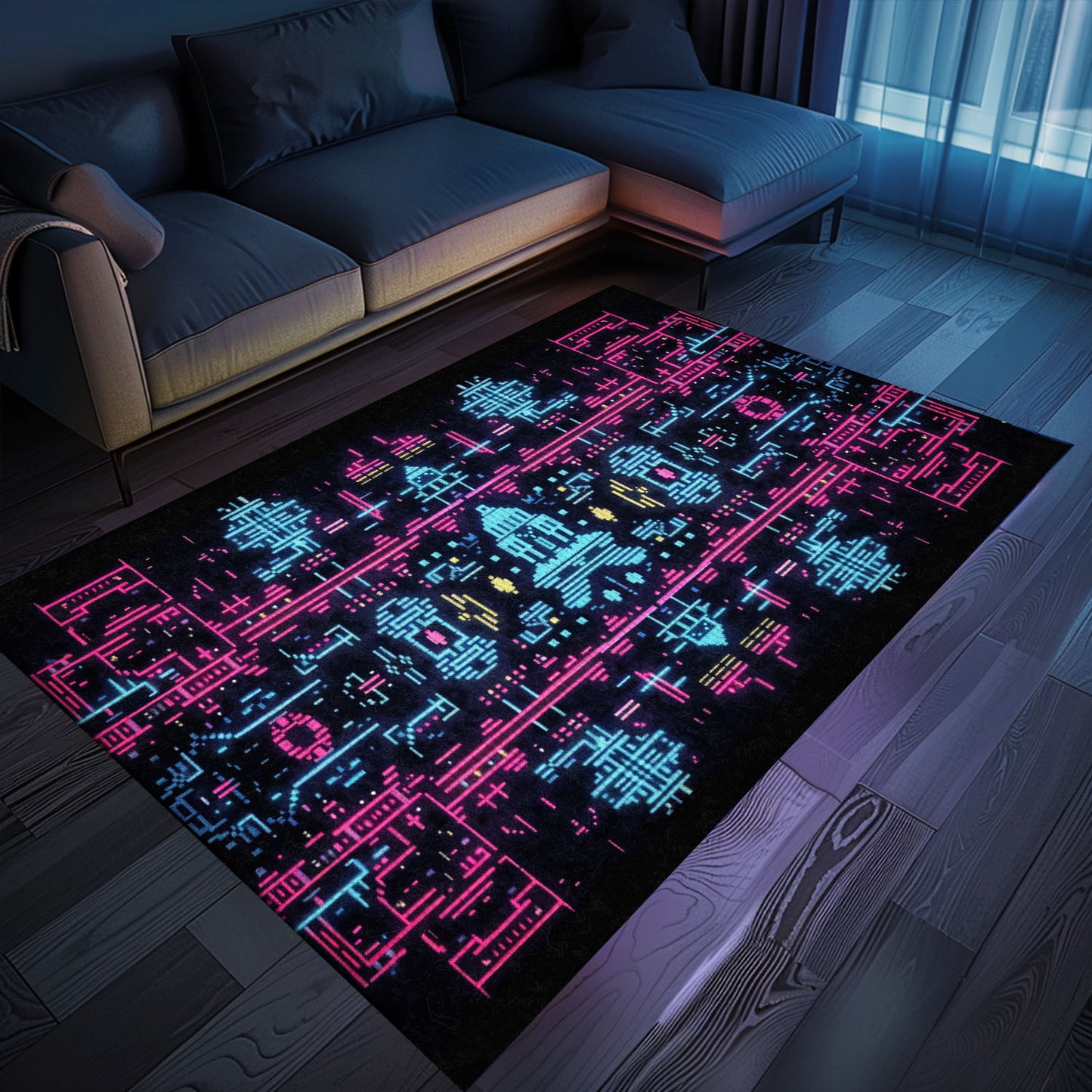 Create a Gaming Paradise in Boys' Rooms with Dark and Neon 80s Arcade NES Game 8bit Rugs, Arcade Decor, Gift for Gamers, Video Game Lovers G279