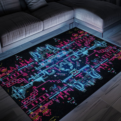Fuel Boys' Imaginations with Dark and Neon 80s Arcade NES Game 8bit Rugs, Arcade Decor, Gift for Gamers, Video Game Lovers G276