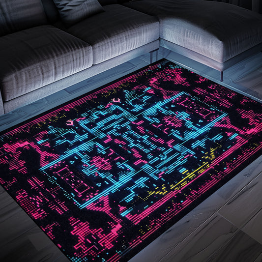 Dive into Gaming Adventures with Dark and Neon 80s Arcade NES Game 8bit Rugs for Boys, Arcade Decor, Gift for Gamers, Video Game Lovers G275