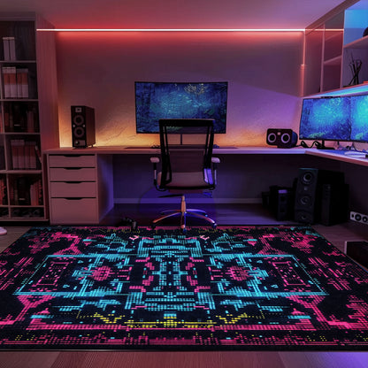 Dive into Gaming Adventures with Dark and Neon 80s Arcade NES Game 8bit Rugs for Boys, Arcade Decor, Gift for Gamers, Video Game Lovers G275