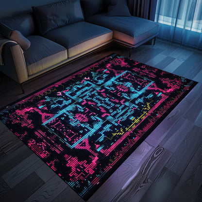 Dive into Gaming Adventures with Dark and Neon 80s Arcade NES Game 8bit Rugs for Boys, Arcade Decor, Gift for Gamers, Video Game Lovers G275