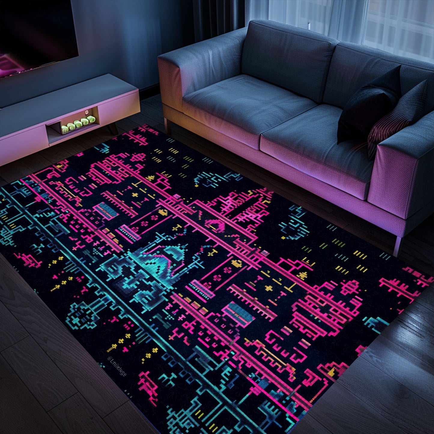 Amp Up Boys' Rooms with Dark and Neon 80s Arcade NES Game 8bit Rugs, Arcade Decor, Gift for Gamers, Video Game Lovers G274