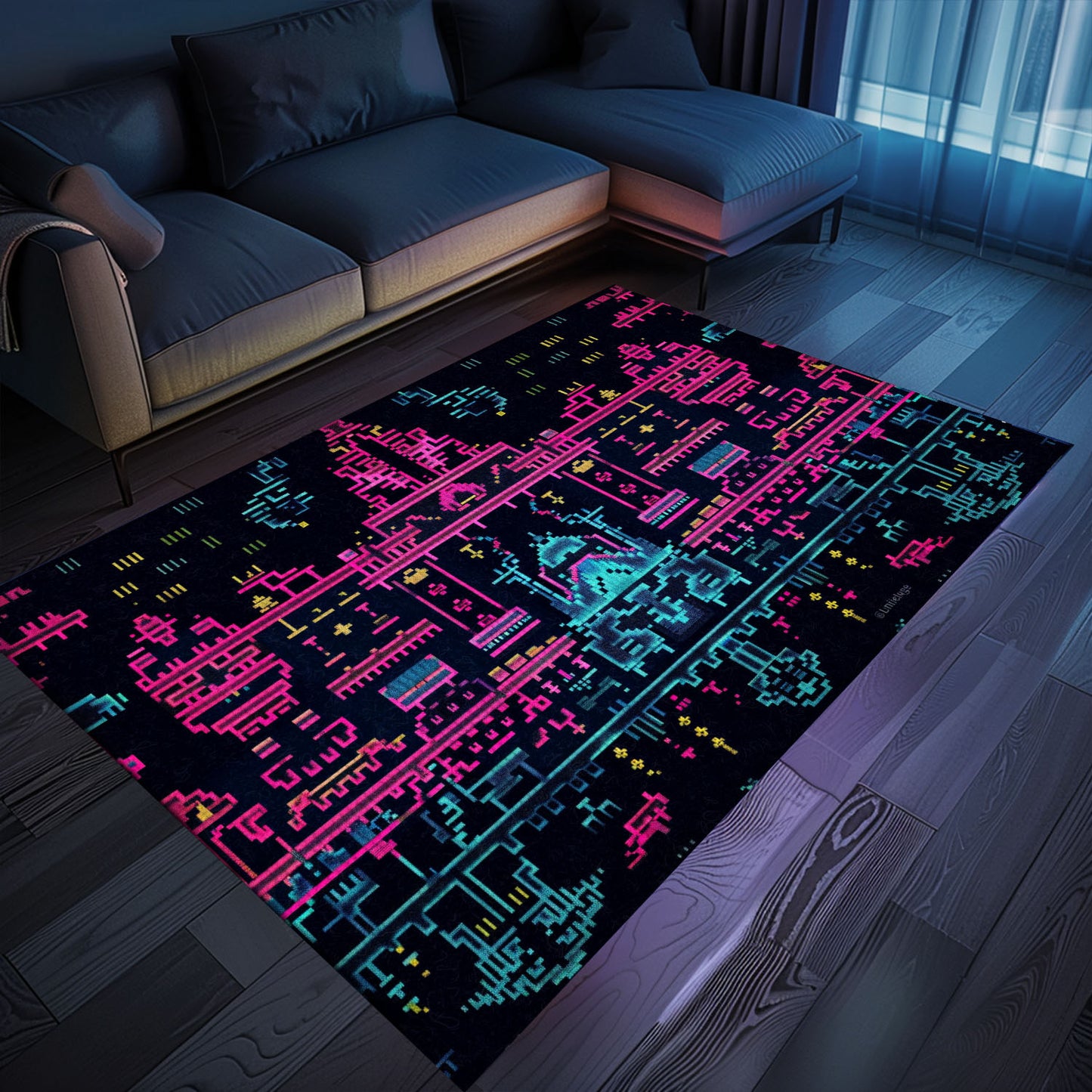 Amp Up Boys' Rooms with Dark and Neon 80s Arcade NES Game 8bit Rugs, Arcade Decor, Gift for Gamers, Video Game Lovers G274