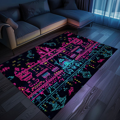 Amp Up Boys' Rooms with Dark and Neon 80s Arcade NES Game 8bit Rugs, Arcade Decor, Gift for Gamers, Video Game Lovers G274