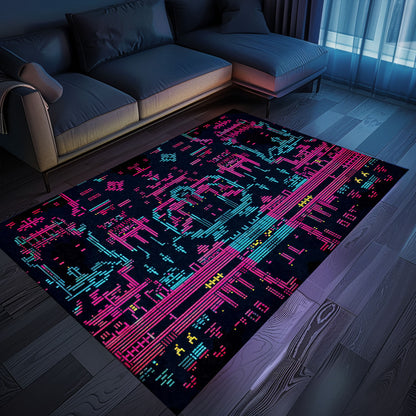 Elevate Boys' Spaces with Dark and Neon 80s Arcade NES Game 8bit Rugs, Arcade Decor, Gift for Gamers, Video Game Lovers G273