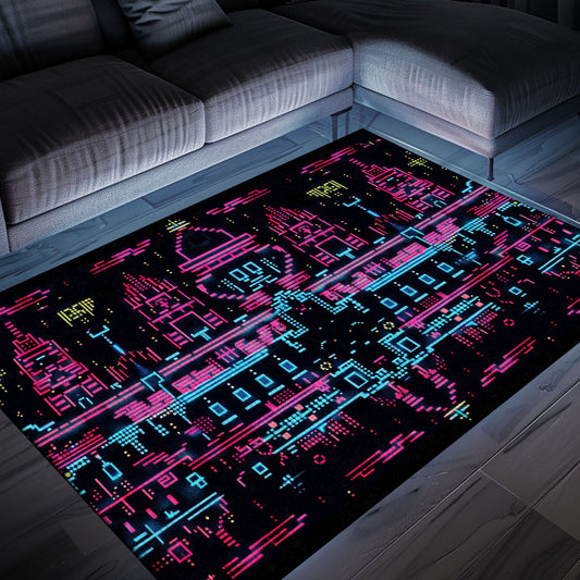 Level Up Boys' Rooms with Dark and Neon 80s Arcade NES Game 8bit Rugs, Arcade Decor, Gift for Gamers, Video Game Lovers G272