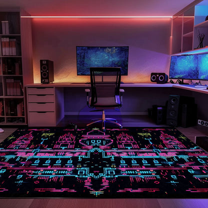 Level Up Boys' Rooms with Dark and Neon 80s Arcade NES Game 8bit Rugs, Arcade Decor, Gift for Gamers, Video Game Lovers G272