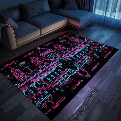 Level Up Boys' Rooms with Dark and Neon 80s Arcade NES Game 8bit Rugs, Arcade Decor, Gift for Gamers, Video Game Lovers G272
