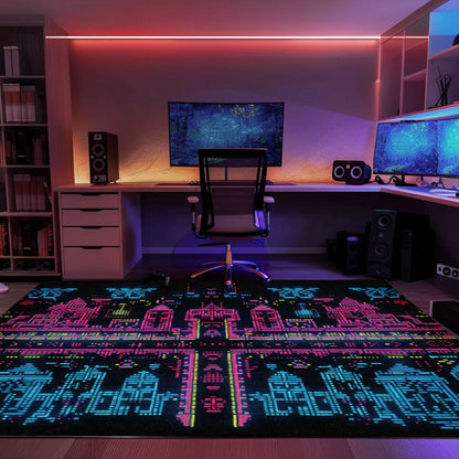 Dark and Neon 80s Arcade NES Game 8bit Rugs for Boys: The Ultimate Gaming Statement, Arcade Decor, Gift for Gamers, Video Game Lovers G271