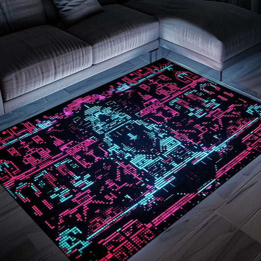 Bring Arcade Fun Home with Dark and Neon 80s Arcade NES Game 8bit Area Rug, Arcade Decor, Gift for Gamers, Video Game Lovers G268