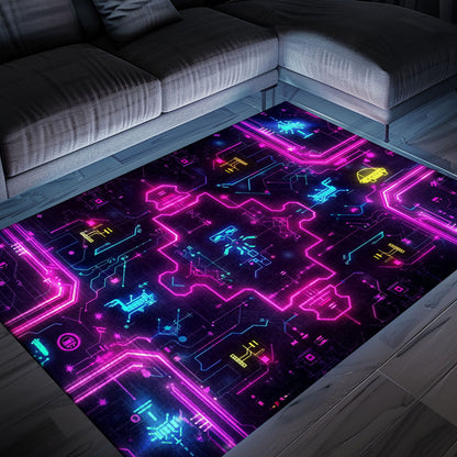 Upgrade Boys' Rooms with Dark and Neon 80s Arcade NES Game 8bit Rugs, Arcade Decor, Gift for Gamers, Video Game Lovers G278