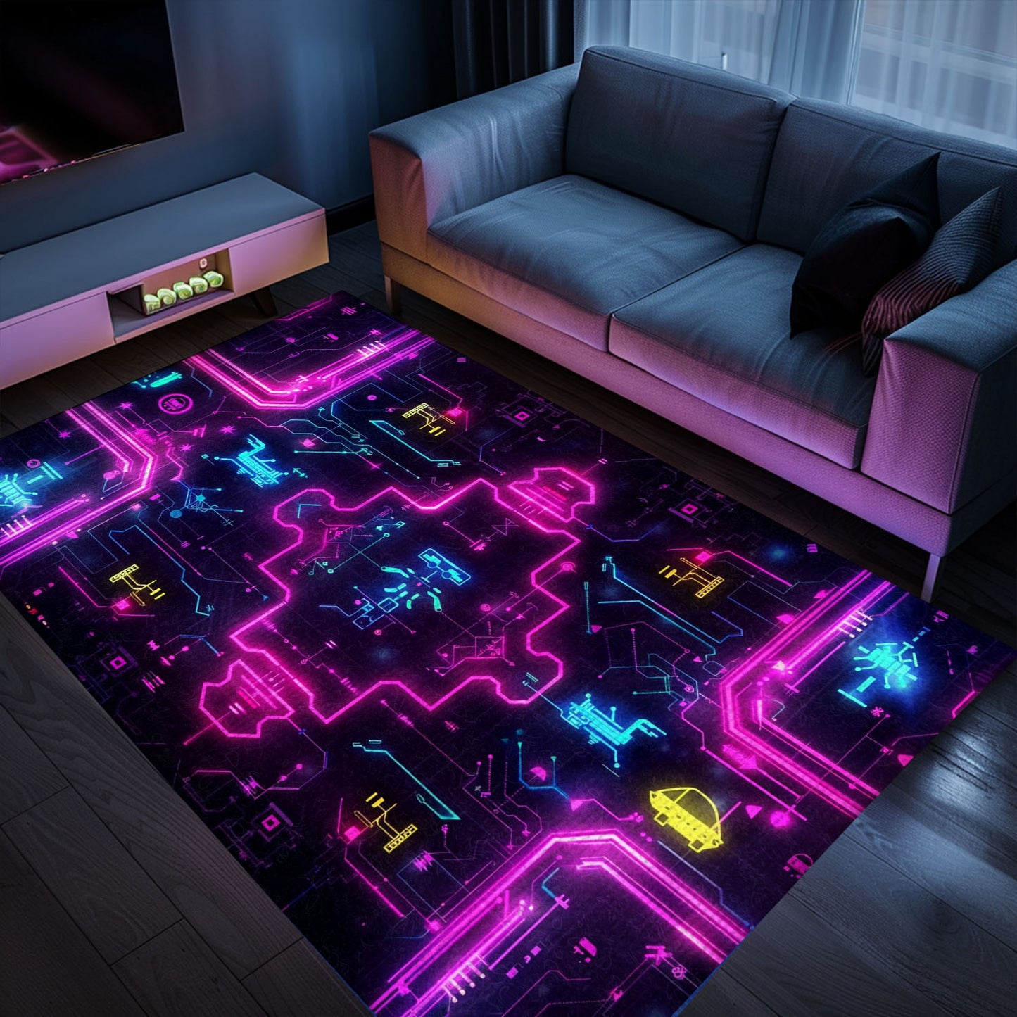 Upgrade Boys' Rooms with Dark and Neon 80s Arcade NES Game 8bit Rugs, Arcade Decor, Gift for Gamers, Video Game Lovers G278