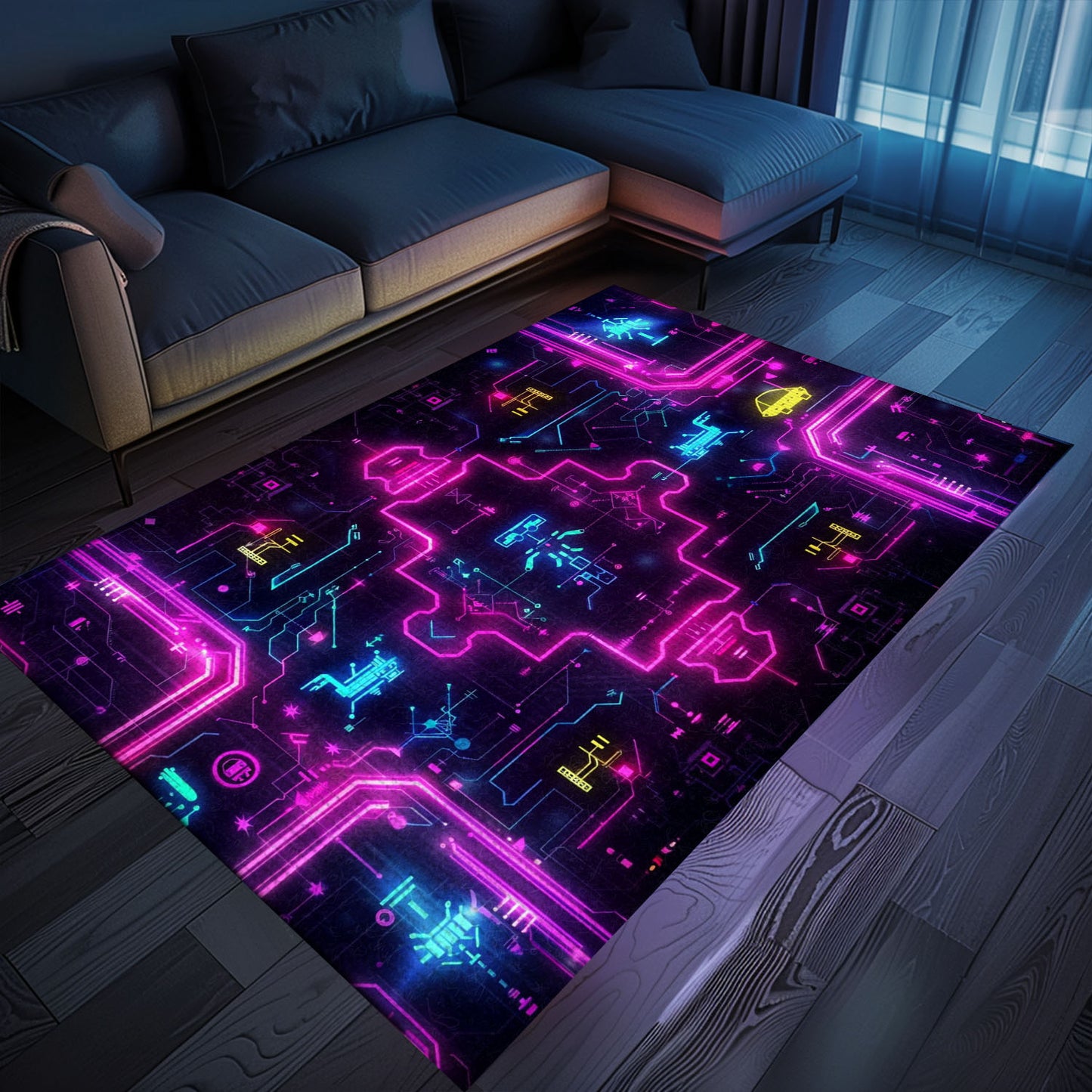 Upgrade Boys' Rooms with Dark and Neon 80s Arcade NES Game 8bit Rugs, Arcade Decor, Gift for Gamers, Video Game Lovers G278