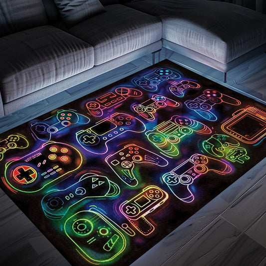 Create a Gaming Haven with Dark and Neon 80s Arcade NES Game 8bit Area Rug, Arcade Decor, Gift for Gamers, Video Game Lovers G265