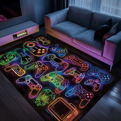 Create a Gaming Haven with Dark and Neon 80s Arcade NES Game 8bit Area Rug, Arcade Decor, Gift for Gamers, Video Game Lovers G265