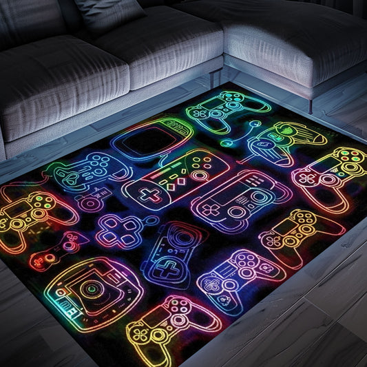 Transform Your Room with Dark and Neon 80s Arcade NES Game 8bit Area Rug: Ideal for Gamers, Arcade Decor, Gift for Gamers, Video Game Lovers G264