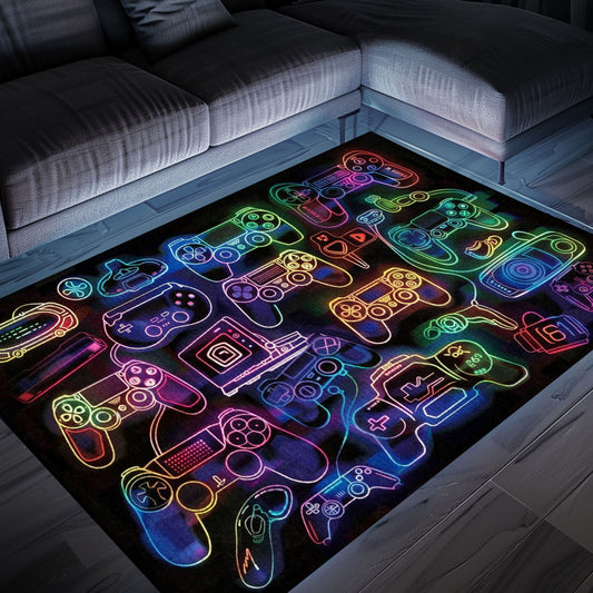 Perfect Gift for Gamers: Dark and Neon 80s Arcade NES Game 8bit Area Rug, Arcade Decor, Gift for Gamers, Video Game Lovers G263