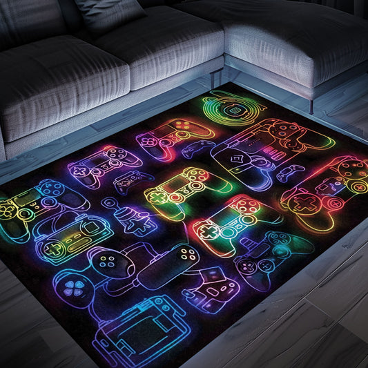 Dive into Nostalgia with Dark and Neon 80s Arcade NES Game 8bit Area Rug for Living Rooms and Bedrooms, Arcade Decor, Gift for Gamers, Video Game Lovers G261