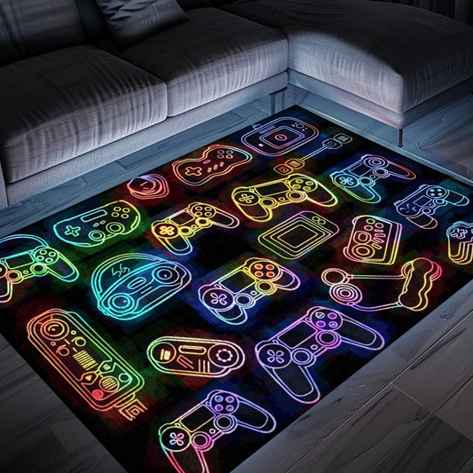 Dive into Gaming Paradise with Dark and Neon 80s Arcade NES Game 8bit Area Rug, Elevating Your Gaming Experience, Arcade Decor, Gift for Gamers, Video Game Lovers G260