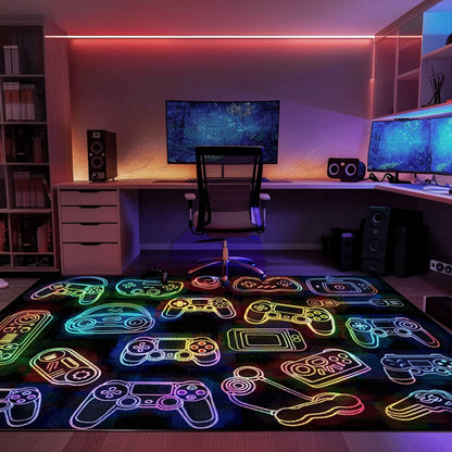 Dive into Gaming Paradise with Dark and Neon 80s Arcade NES Game 8bit Area Rug, Elevating Your Gaming Experience, Arcade Decor, Gift for Gamers, Video Game Lovers G260