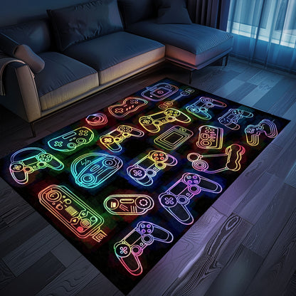 Dive into Gaming Paradise with Dark and Neon 80s Arcade NES Game 8bit Area Rug, Elevating Your Gaming Experience, Arcade Decor, Gift for Gamers, Video Game Lovers G260