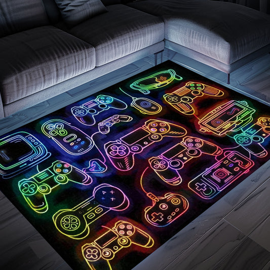 Upgrade Your Home Decor with Dark and Neon 80s Arcade NES Game 8bit Area Rug, Ideal for Video Game Enthusiasts, Arcade Decor, Gift for Gamers, Video Game Lovers G259