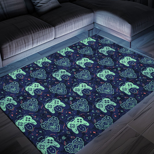 Indulge in Retro Gaming Culture with Dark and Neon 80s Arcade NES Game 8bit Area Rug, Perfect for Arcade Enthusiasts, Arcade Decor, Gift for Gamers, Video Game Lovers G258