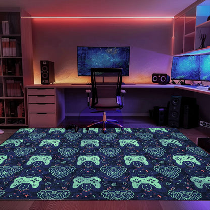 Indulge in Retro Gaming Culture with Dark and Neon 80s Arcade NES Game 8bit Area Rug, Perfect for Arcade Enthusiasts, Arcade Decor, Gift for Gamers, Video Game Lovers G258