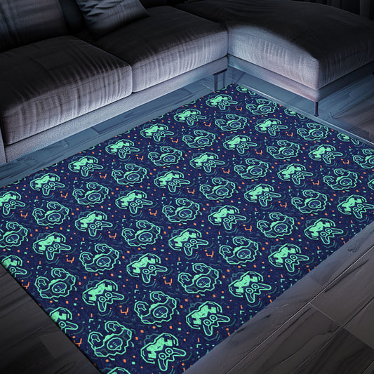 Enhance Your Gaming Den with Dark and Neon 80s Arcade NES Game 8bit Area Rug, Ideal for Retro Gaming Setup, Arcade Decor, Gift for Gamers, Video Game Lovers G257