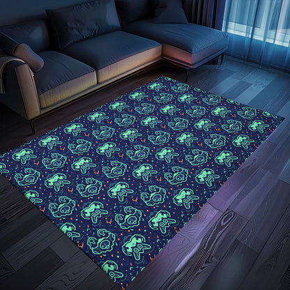 Enhance Your Gaming Den with Dark and Neon 80s Arcade NES Game 8bit Area Rug, Ideal for Retro Gaming Setup, Arcade Decor, Gift for Gamers, Video Game Lovers G257