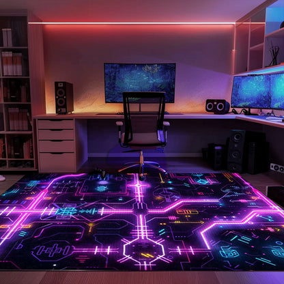 Level Up Your Décor with Dark and Neon 80s Arcade NES Game 8bit Area Rug, Arcade Decor, Gift for Gamers, Video Game Lovers G267