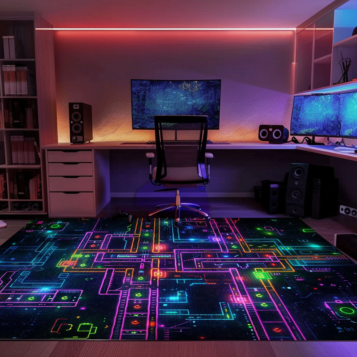 Add a Retro Flair to Your Living Space with Dark and Neon 80s Arcade NES Game 8bit Area Rug, Perfect for Gamers, Arcade Decor, Gift for Gamers, Video Game Lovers G254